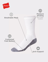 Hanes Men's Cushioned Crew Socks, X-Temp, 12-Pairs