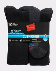 Hanes Men's FreshIQ X-Temp Active Cool Big and Tall Crew Socks 12-Pack