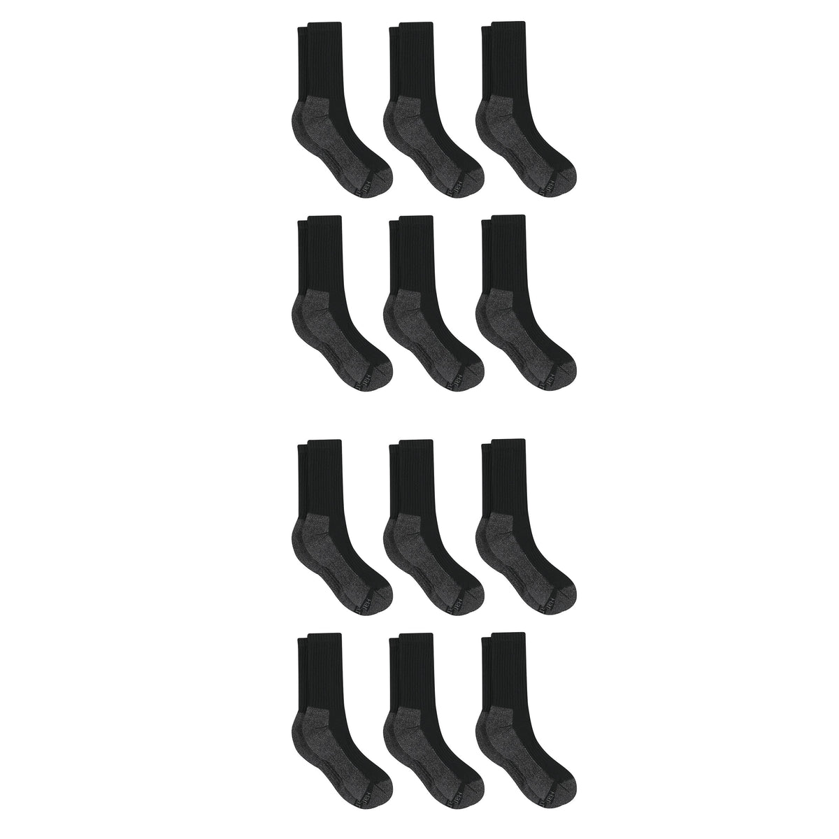 Hanes Work Men's Socks Pack, 12-Pack, Cushioned Moisture-Wicking Odor-Control Socks