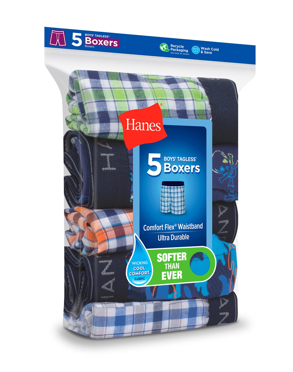 Hanes Boys Comfort Flex Woven Boxer 5-Pack