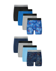 Hanes Boys' Underwear Boxer Briefs Cotton-Stretch, 8-Pack, Printed