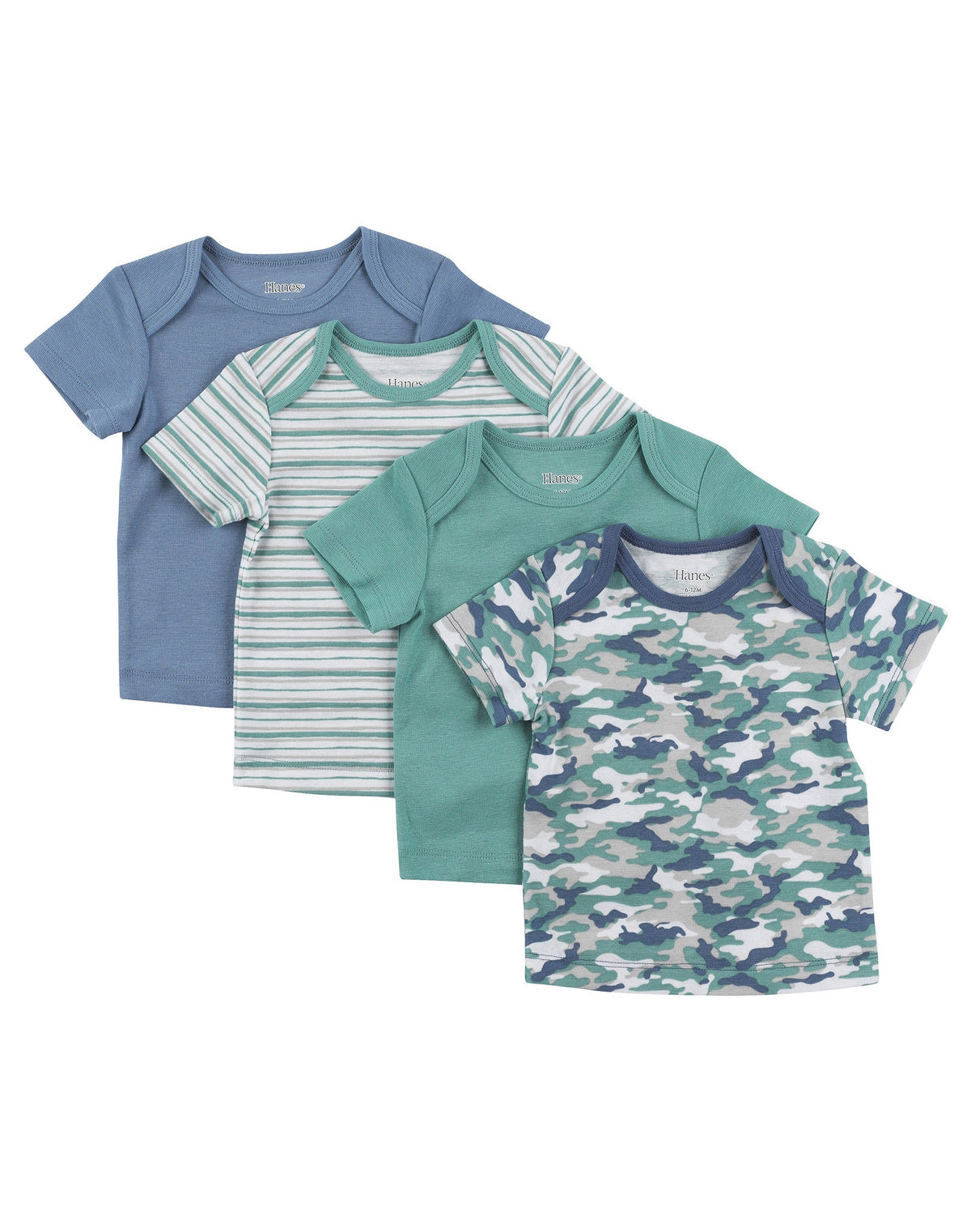 Hanes Flexy Baby Knit Short Sleeve Tee, Expandable Neckline & 4-Way Stretch, Boys & Girls, 4-Pack