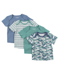Hanes Flexy Baby Knit Short Sleeve Tee, Expandable Neckline & 4-Way Stretch, Boys & Girls, 4-Pack