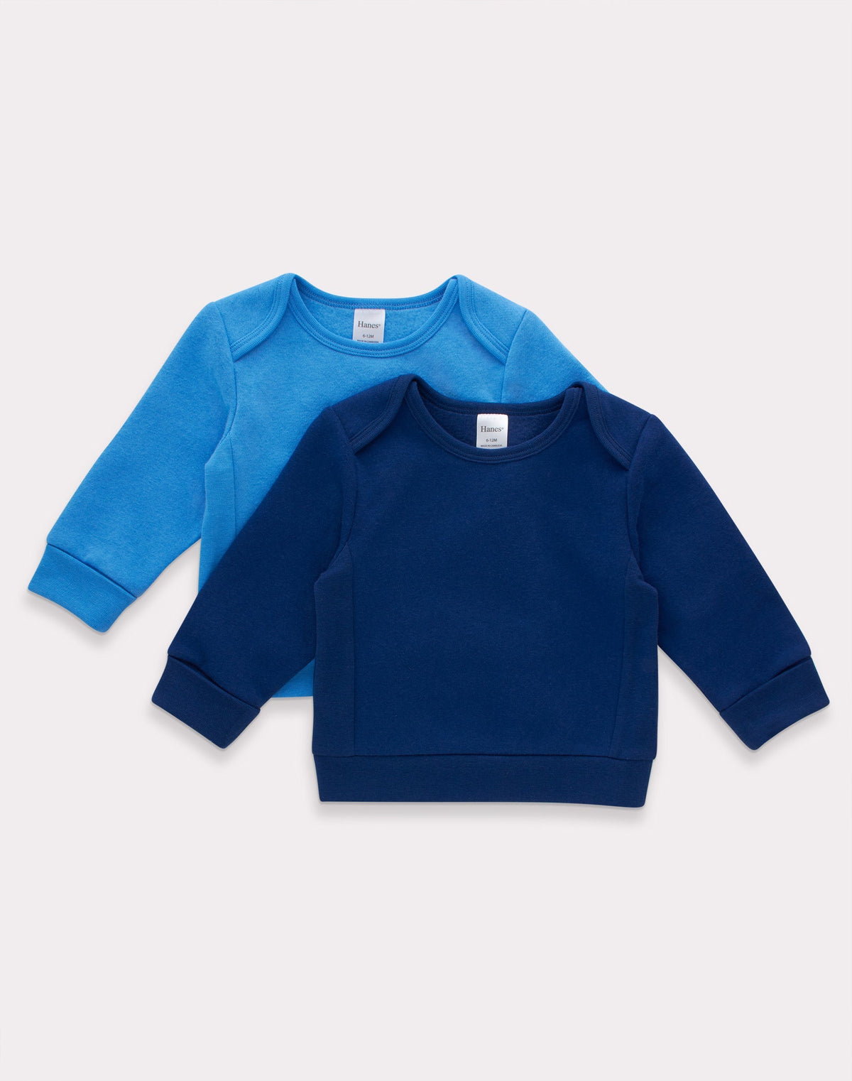 Hanes Flexy Baby Fleece Pull-On Sweatshirts, Adjustable Cuffs, Boys & Girls, 2-Pack