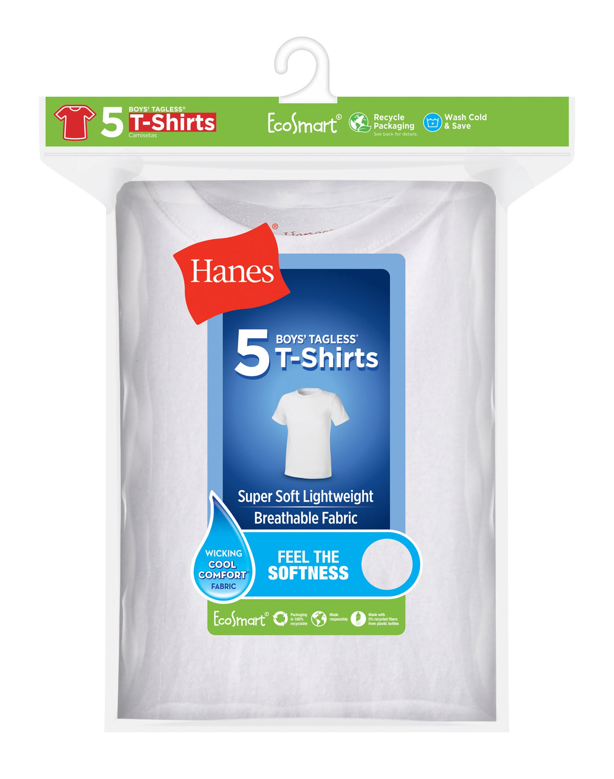 Hanes Boys' Crewneck Undershirt, 5-Pack