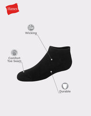 Hanes Double Tough Boys' Cushion No Show Socks, 12-Pairs