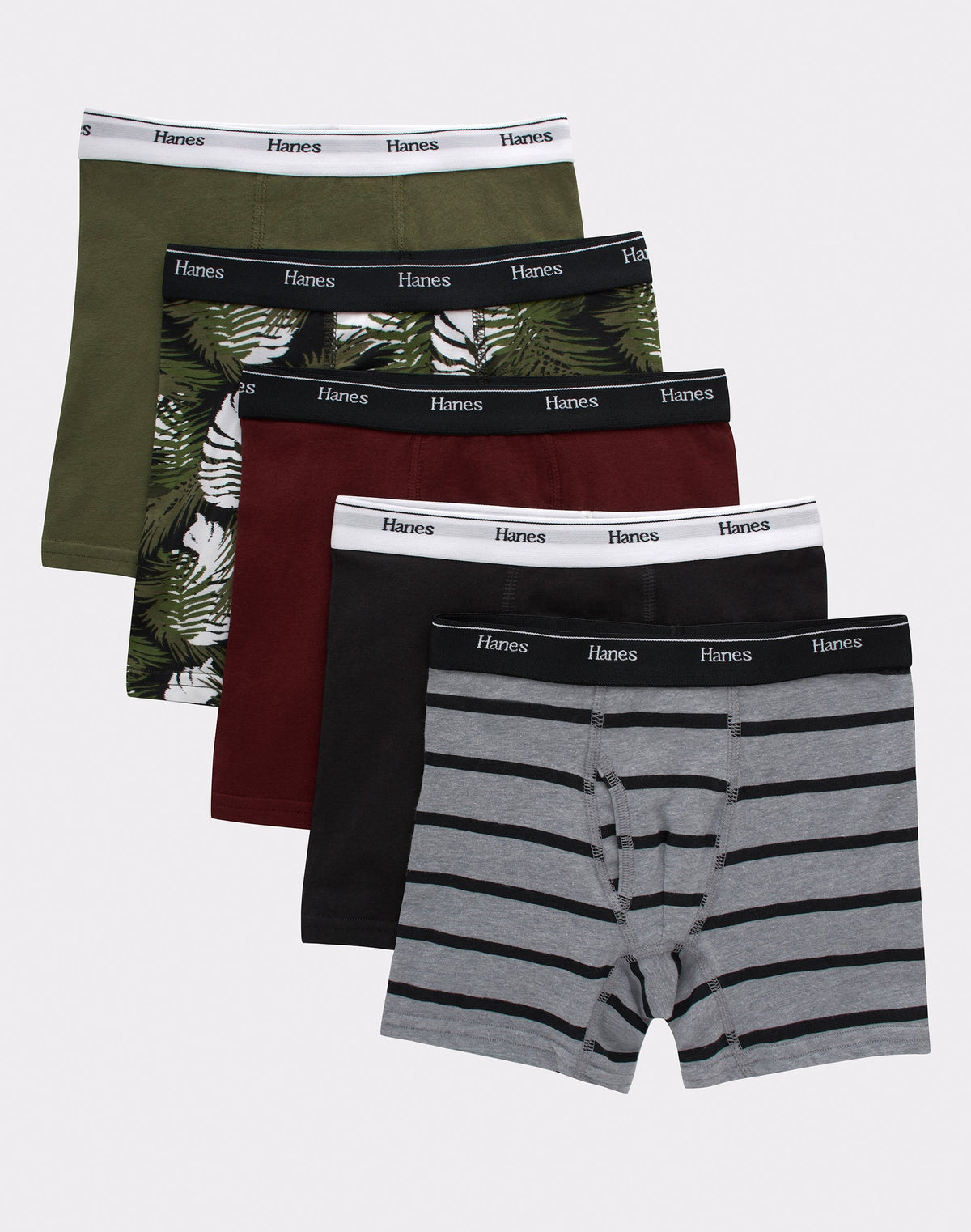 Hanes Originals Boys' Tween Boxer Brief Underwear, Assorted Prints & Solids, 5-Pack