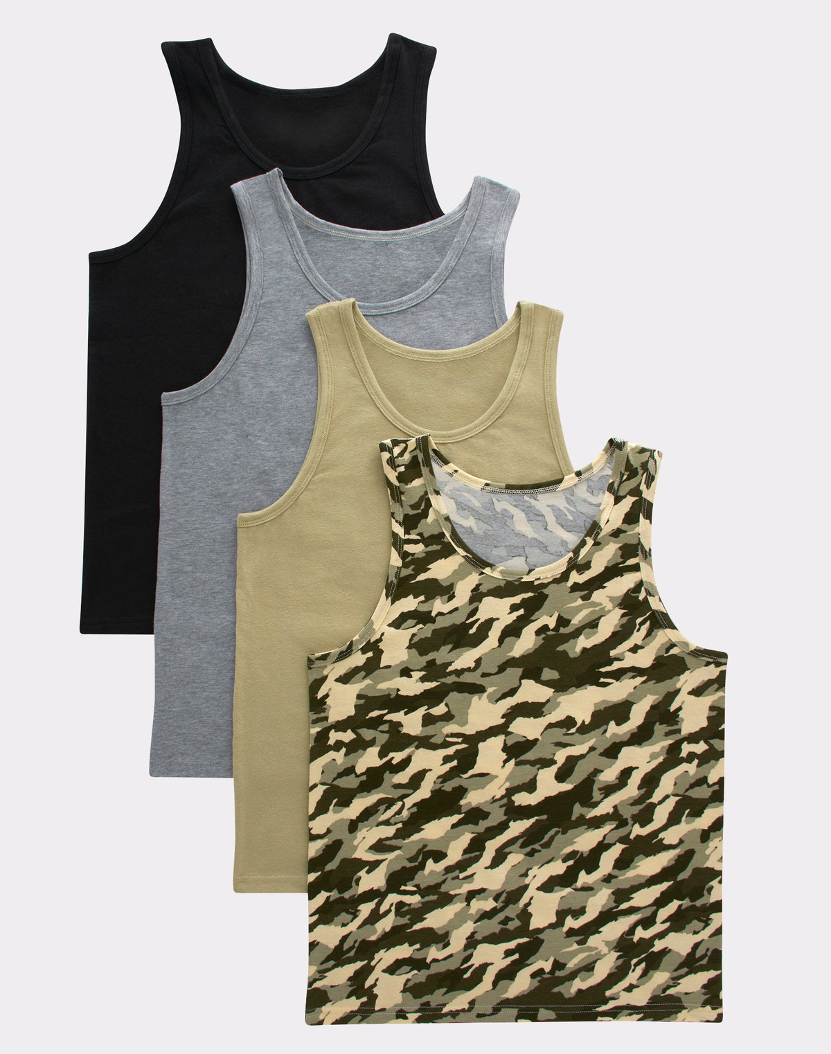 Hanes Originals Boys' Tank Undershirt, Camo & Assorted, 4-Pack