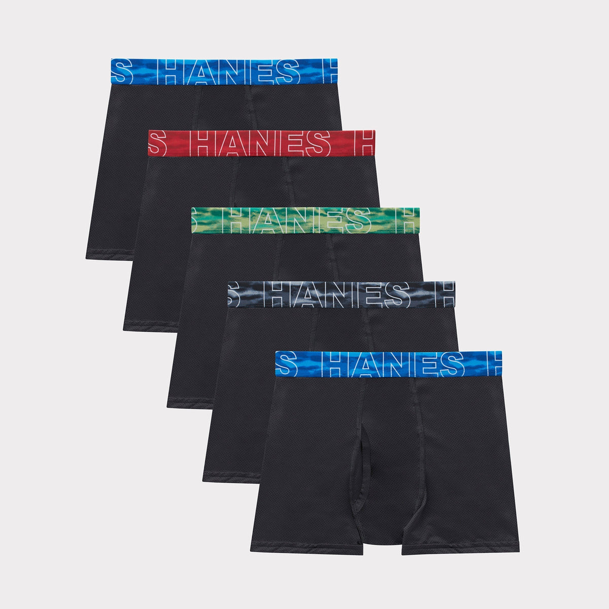Hanes Moves Boys' Breathable Mesh Boxer Brief Underwear, X-Temp, Black, 5-Pack