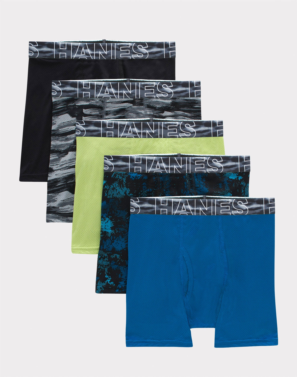 Hanes Moves Boys' Breathable Mesh Boxer Brief Underwear, X-Temp, Assorted, 5-Pack