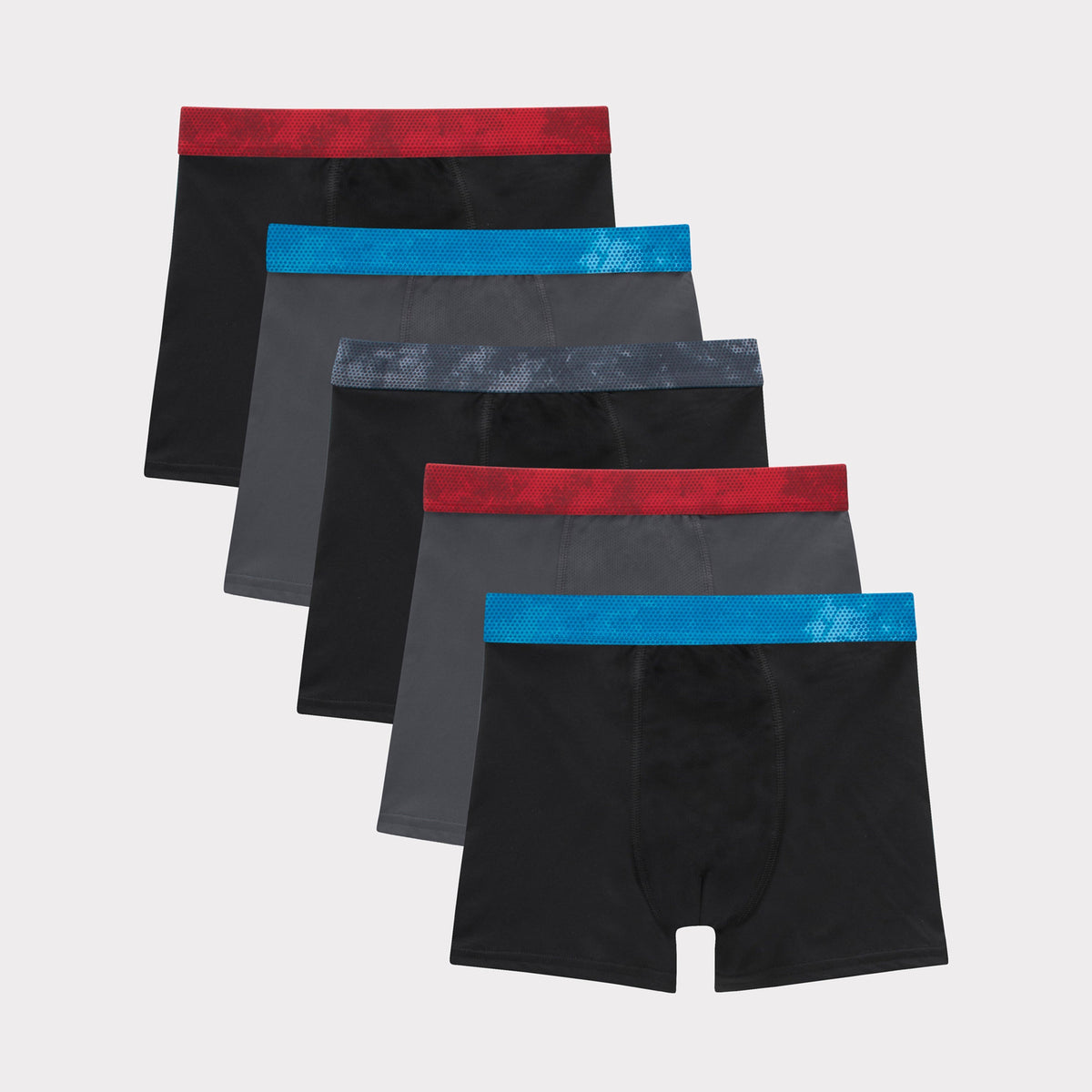 Hanes Moves Boys' Breathable Boxer Brief Underwear, X-Temp, Black/Grey, 5-Pack
