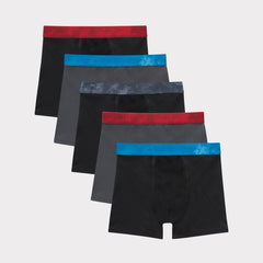Hanes Moves Boys' Breathable Boxer Brief Underwear, X-Temp, Black/Grey, 5-Pack