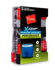 Hanes X-Temp Boys' Performance Boxer Brief Underwear, Assorted Grey/Black/Prints, 5-Pack