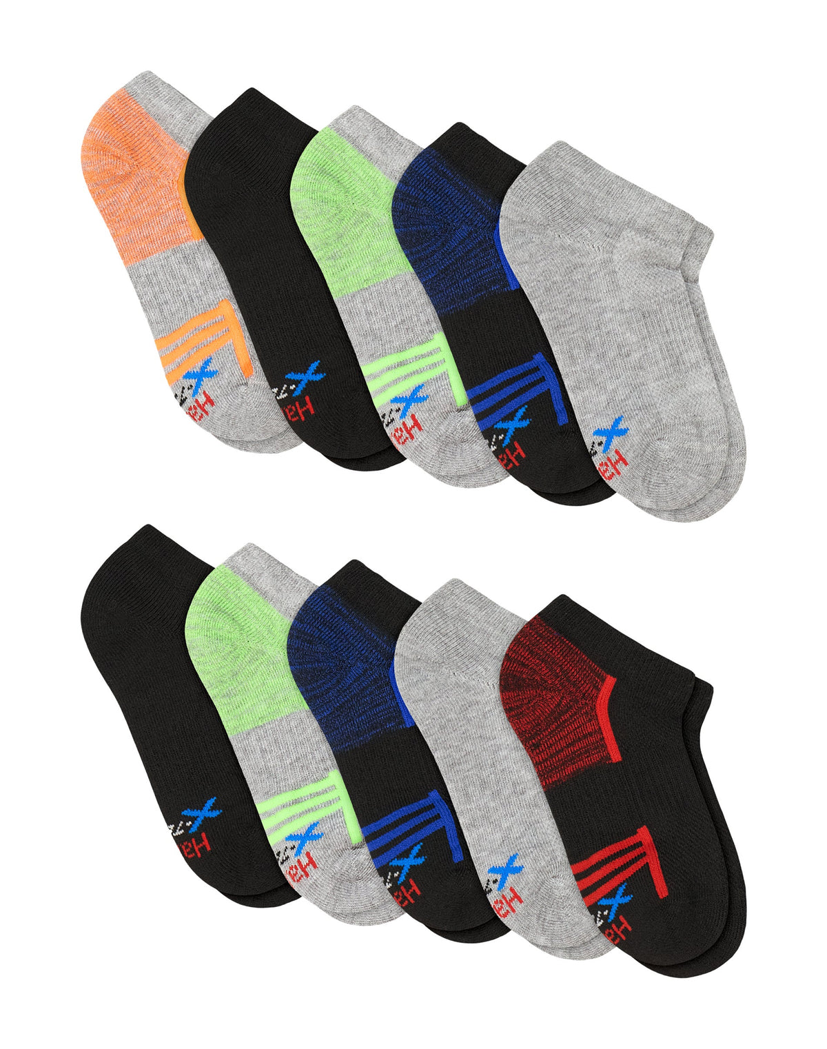 Hanes Moves Boys' No-Show Socks Pack, 10-Pack, X-Temp Moisture-Wicking Athletic Socks