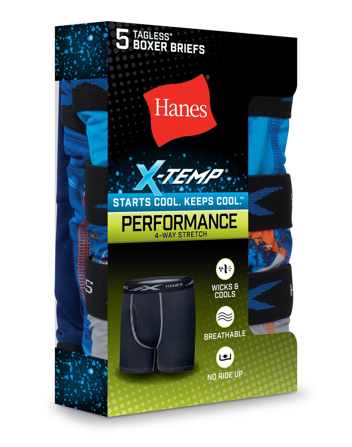 Hanes X-Temp Boys' Performance Boxer Brief Underwear, 5-Pack