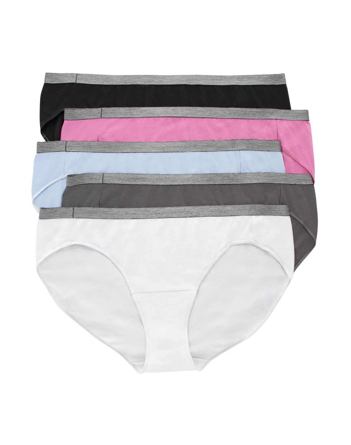 Hanes Just My Size Women's Stretch Cotton Bikini Underwear, 5-Pack (Plus Size)