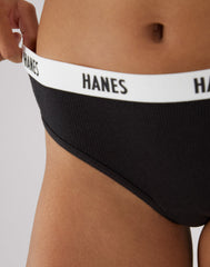 Hanes Soft & Breathable Women's Ribbed Cotton Bikini Underwear, 3-Pack
