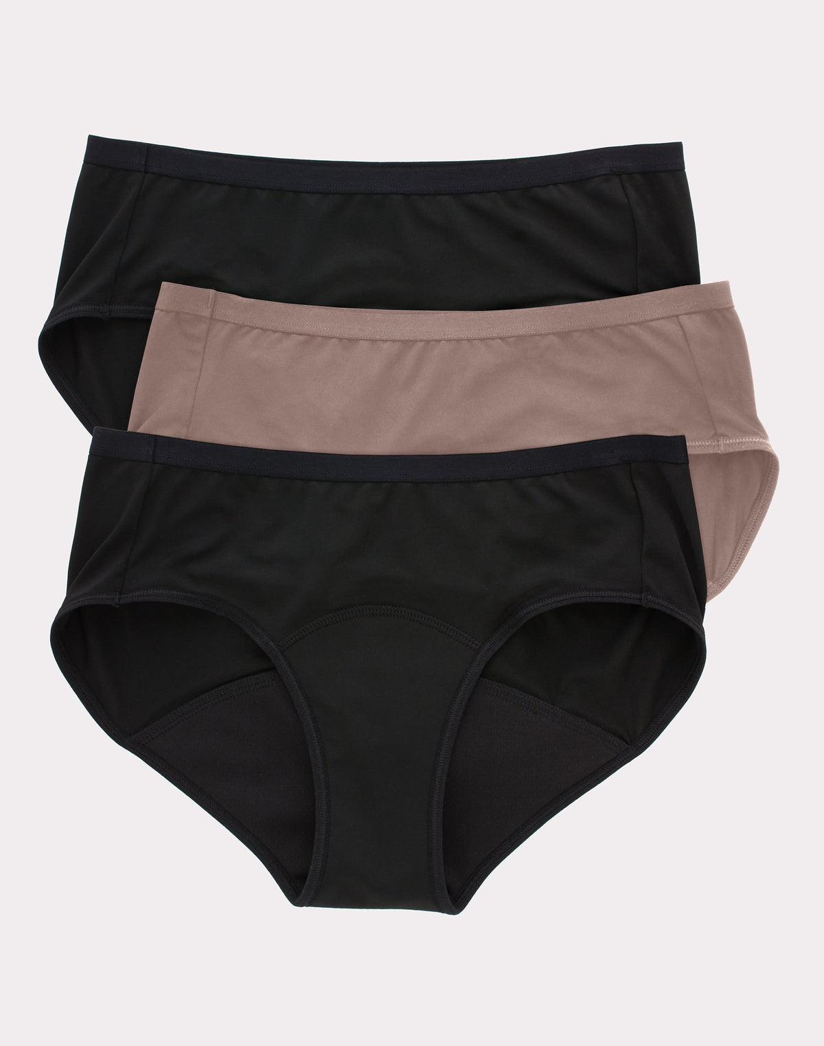 Hanes Women's Comfort, Period. Microfiber Hipster Period Underwear, Moderate Protection, 3-Pack