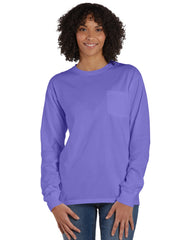 Hanes Unisex Garment Dyed Long Sleeve Pocket T-Shirt
