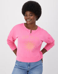 Hanes Women's Garment Dyed French Terry Sweatshirt, Enjoy the Sun