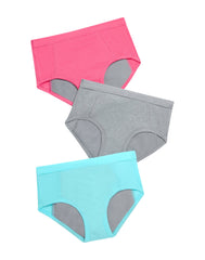 Hanes Confident Nights Girls' Overnight Underwear Pack, 3-Pack, Light & Moderate Leaks, Pink/Aqua/Multi
