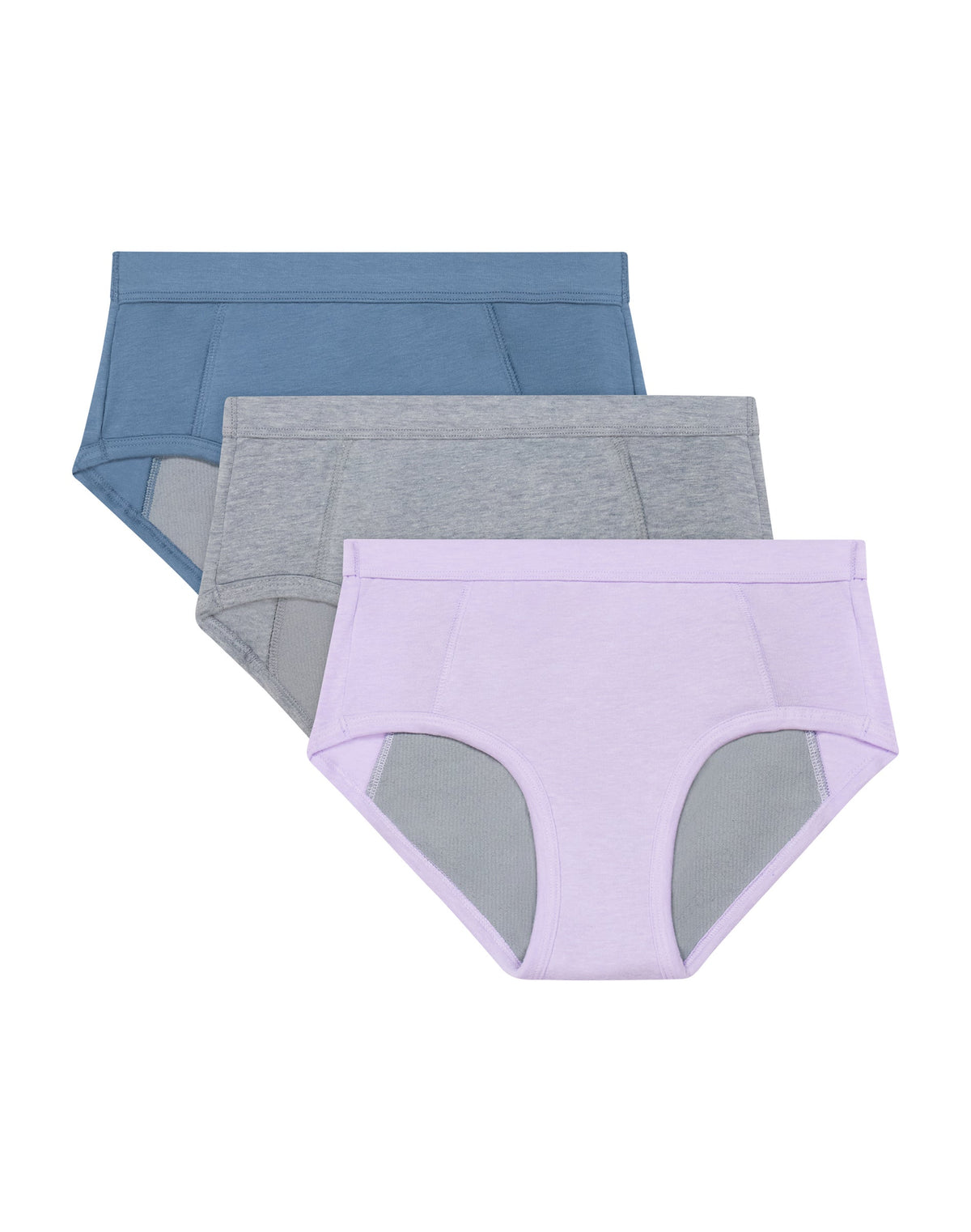 Hanes Confident Nights Girls' Overnight Underwear, 3-Pack, Light & Moderate Leaks, Grey Multi