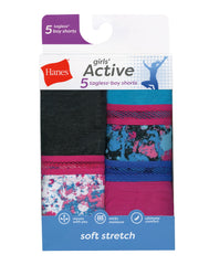 Hanes Girls' Active Stretch Gymshorts 5-Pack