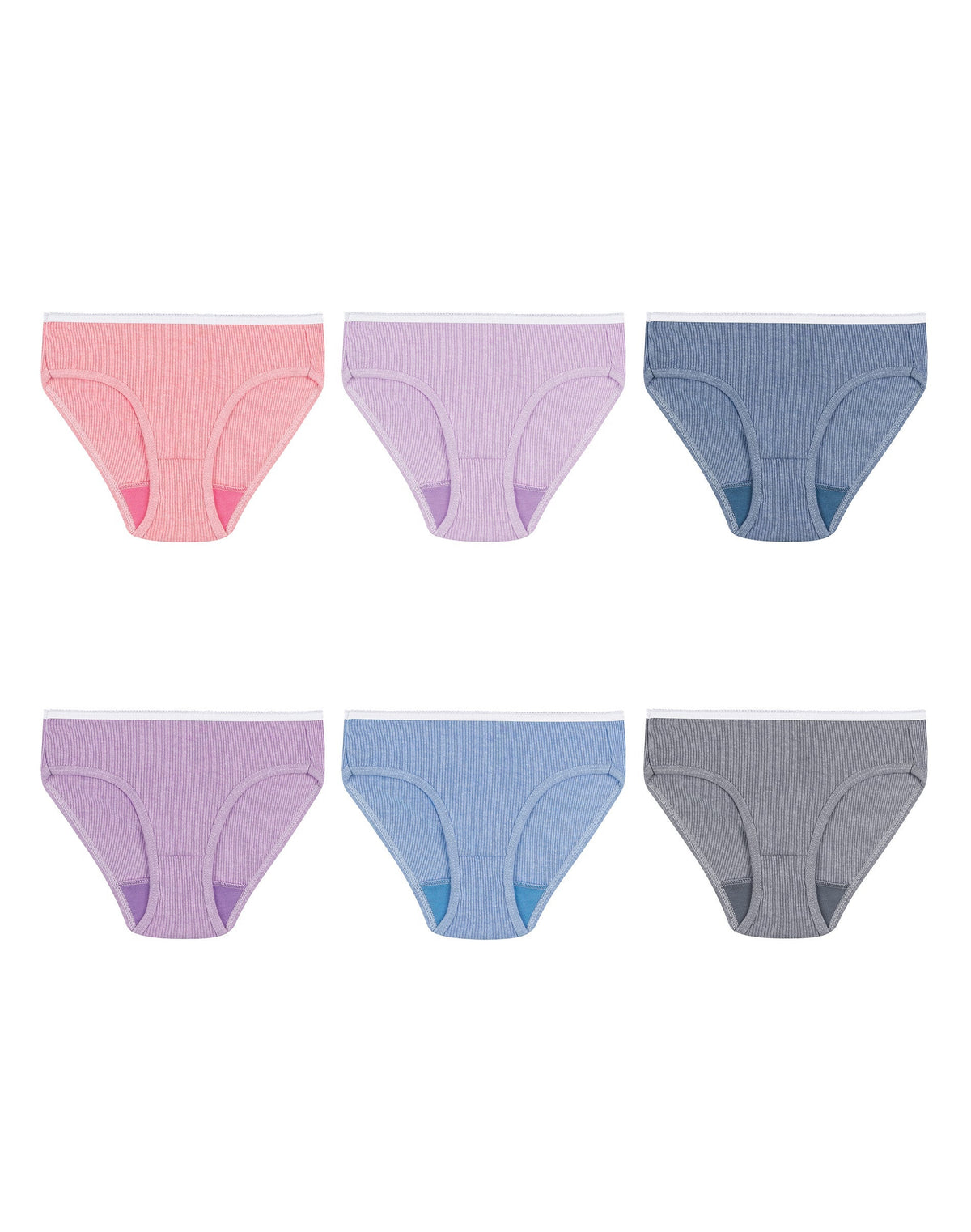 Hanes Girls' Ribbed Hipster Underwear, 6-Pack