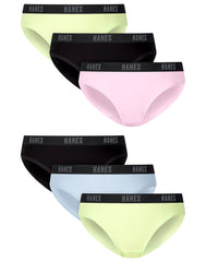 Hanes Moves Girls' Underwear Bikinis Pack, 6-Pack, Lightweight