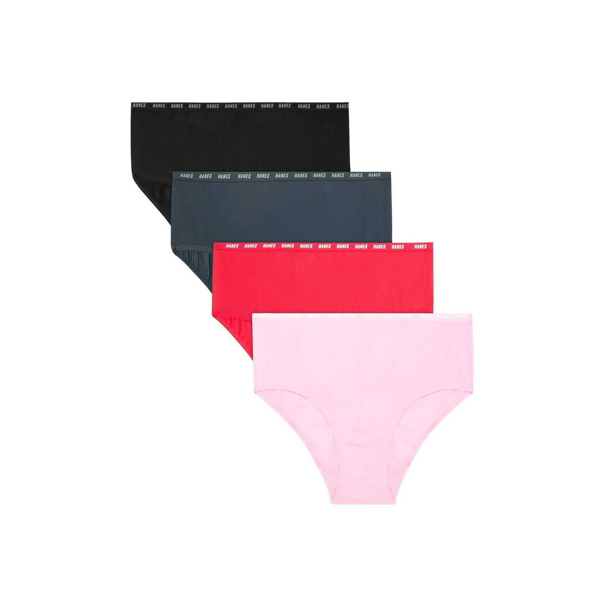 Hanes Moves Girls' Breathable Stretch Brief Underwear, Assorted Solids, 4-Pack