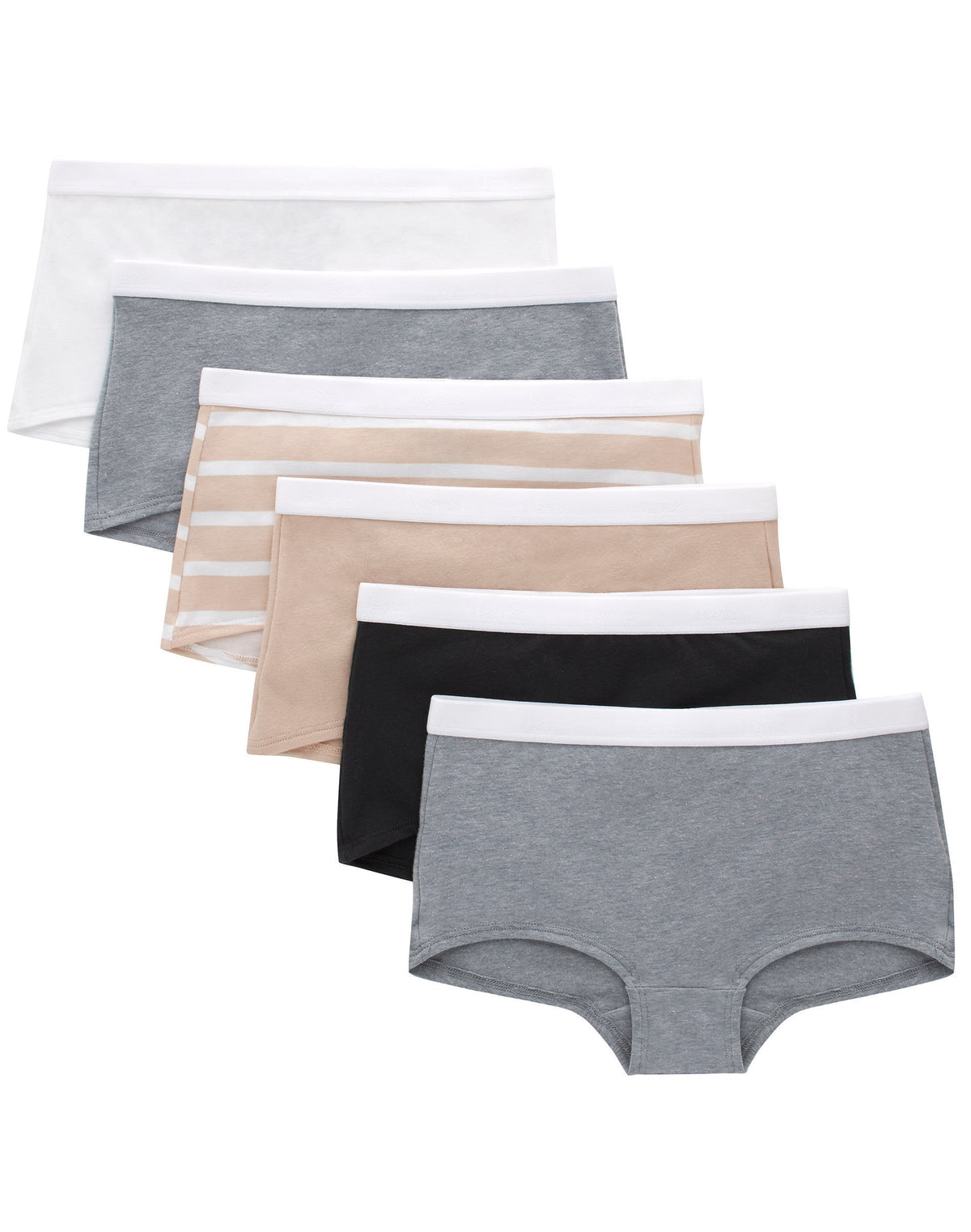 Hanes Originals Girls' Underwear Boyshorts Pack, Black & Assorted, 6-Pack
