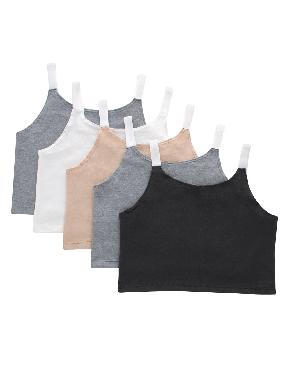 Hanes Originals Girls' Underwear Crop Cami Pack, Black & Assorted, 5-Pack