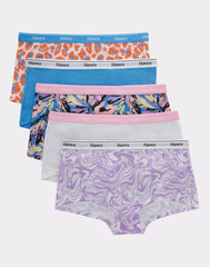 Hanes Originals Girls' Tween Underwear Boyshort Pack, Assorted, 5-Pack