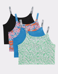 Hanes Originals Girls' Tween Underwear Crop Cami Pack, Black & Assorted, 4-Pack