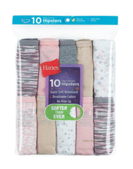 Hanes Girls' Cotton Hipster Underwear, Assorted Neutrals, 10-Pack