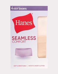Hanes Girls' Tween Underwear Seamless Boyshort Pack, Neutrals, 4-Pack
