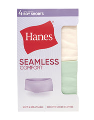 Hanes Girls' Tween Underwear Seamless Boyshort Pack, Assorted, 4-Pack