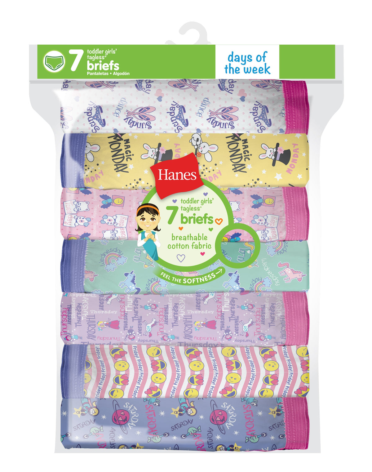 Hanes Toddler Girls' Briefs Cotton Briefs 7-Pack