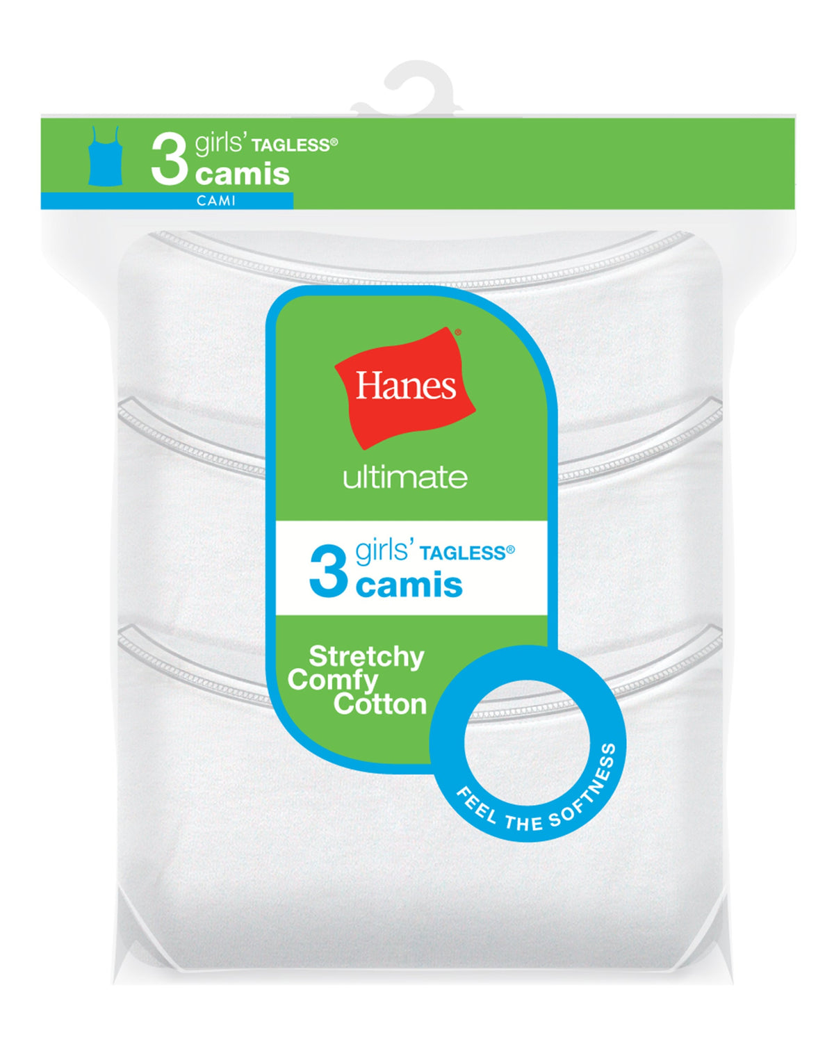 Hanes Ultimate Girls' Cotton Stretch Cami 3-Pack