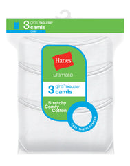 Hanes Ultimate Girls' Cotton Stretch Cami 3-Pack