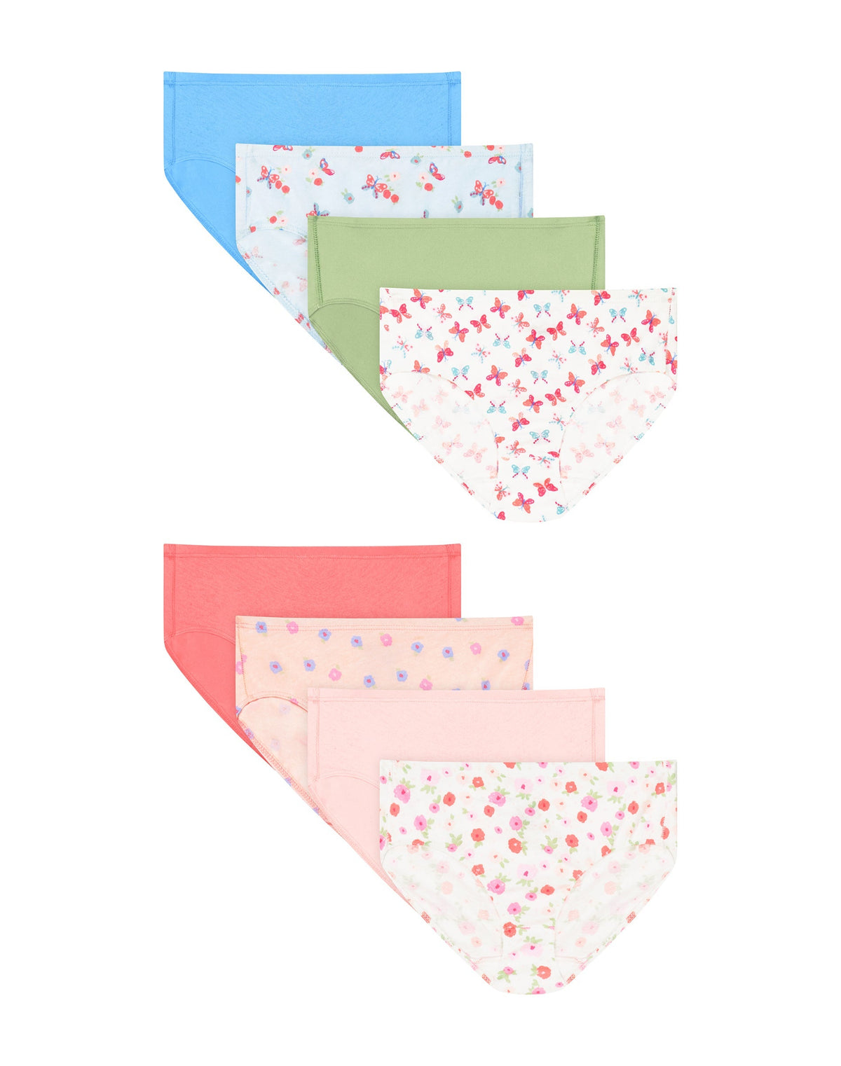 Hanes Ultimate Pure Comfort Girls' Brief Underwear, Cotton, 8-Pack