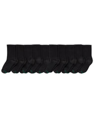 Hanes Boy's Uniform Crew Socks Pack, 10-Pack, Moisture-Wicking, Cushioned