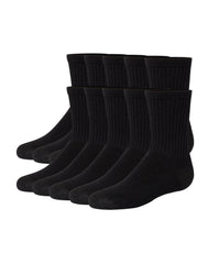 Hanes Boy's Uniform Crew Socks Pack, 10-Pack, Moisture-Wicking, Cushioned