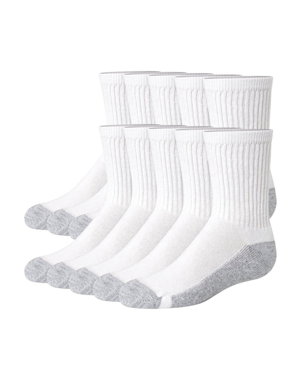 Hanes Boy's Uniform Crew Socks Pack, 10-Pack, Moisture-Wicking, Cushioned
