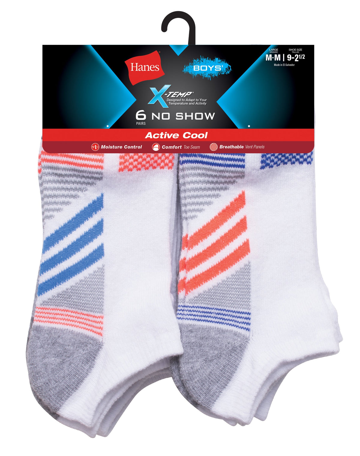 Hanes Boys' X-Temp Active Cool No Show 6-Pack