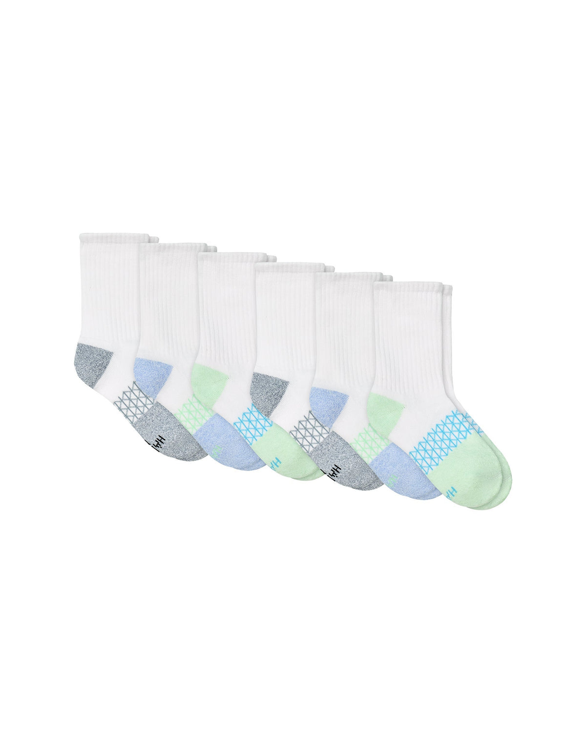 Hanes Absolute Active Girls' Crew Socks Pack, 6-Pack, Cushioned