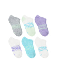 Hanes Absolute Active Girls' No Show Socks Pack, 6-Pack, Cushioned Comfort, Heel Shield