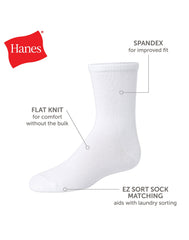 Hanes Girls' Uniform Crew Socks Pack, 10-Pack, Soft Feel, EZ Sort Matching, School Socks