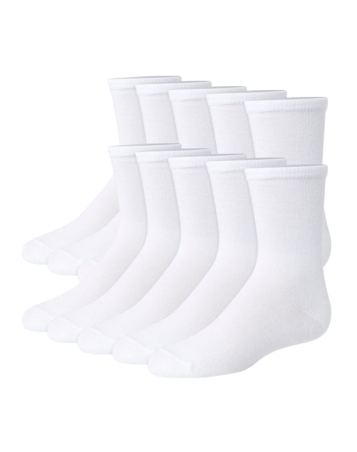 Hanes Girls' Uniform Crew Socks Pack, 10-Pack, Soft Feel, EZ Sort Matching, School Socks