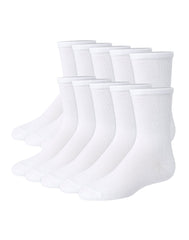 Hanes Girls' Uniform Crew Socks Pack, 10-Pack, Soft Feel, EZ Sort Matching, School Socks